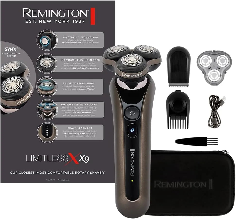 Accessorio per elettrodomestico XR1795, USB, Rasoio elettrico barba, testine rotanti flessibili X9 Limitless