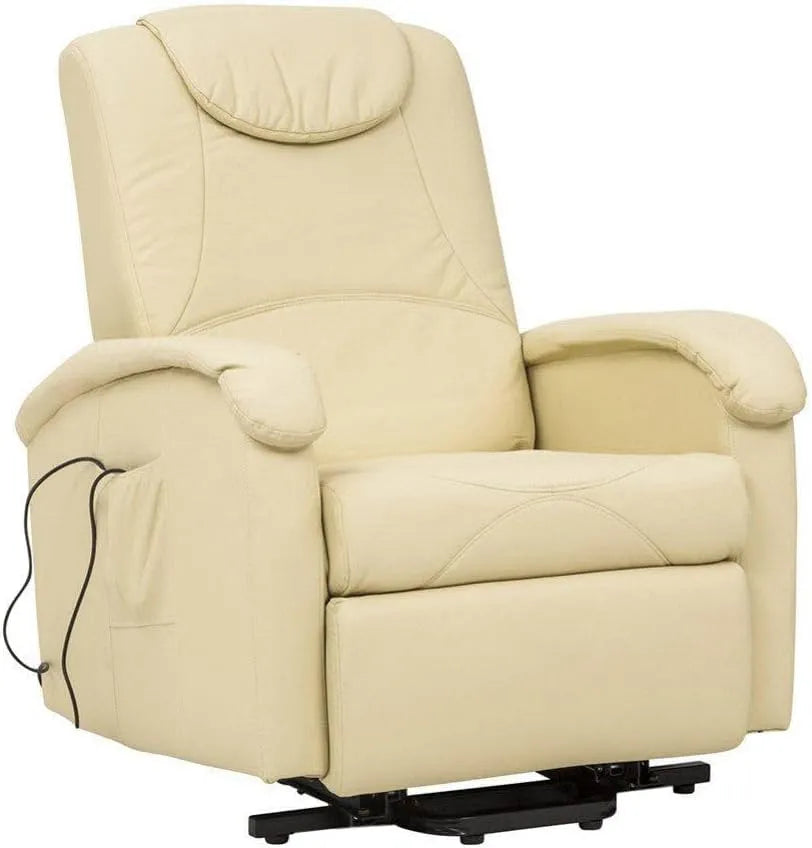 Poltrona relax dotato di massaggio, Poltrona Relax Massaggiante Elettrica Confort Imbottita Beige Per Interno Salotto Per Anziani