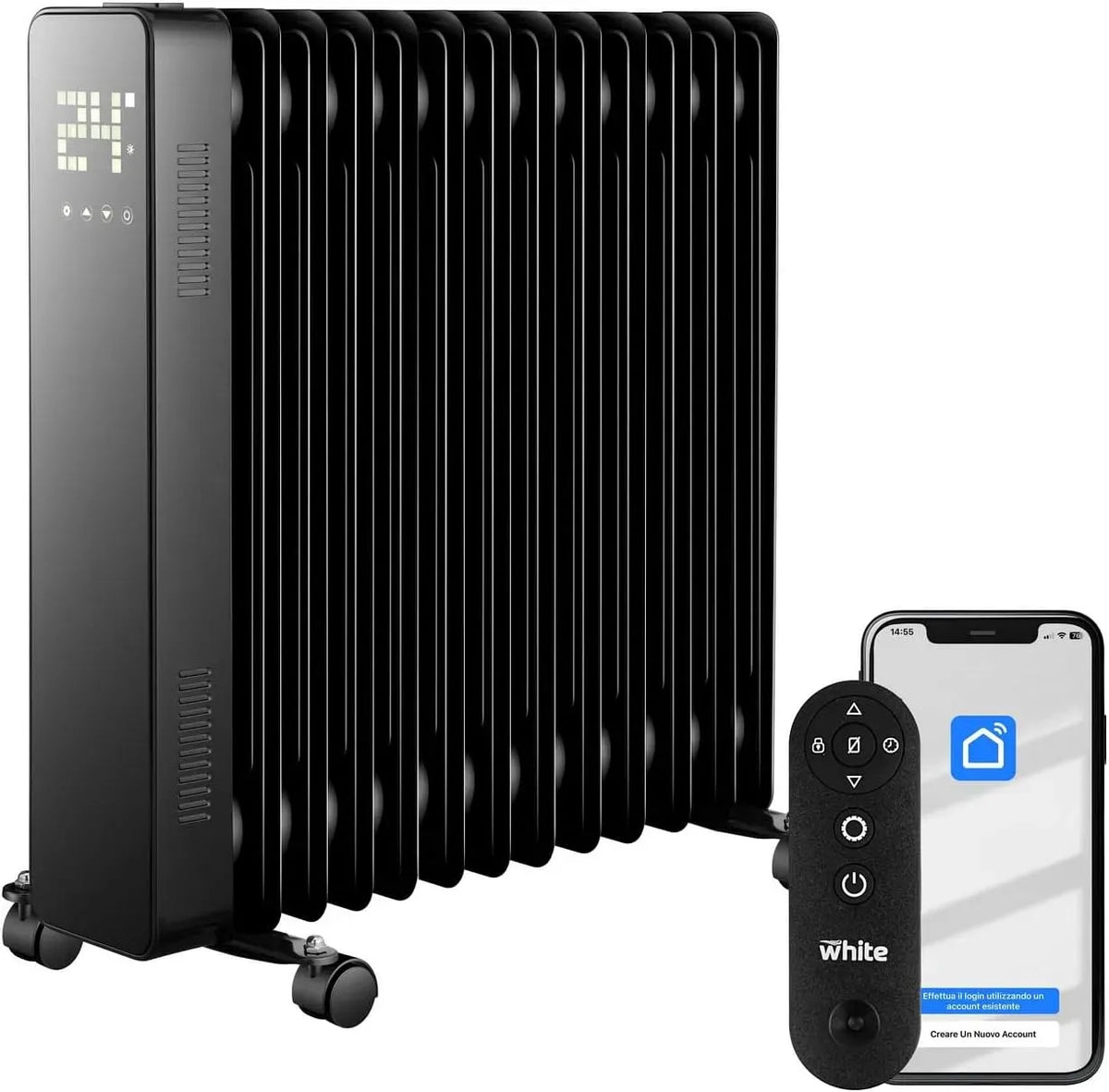 Termoventilatore 240v., 240 V, ruote di trasporto, touch, bianco, Display Led Luminoso, Funzione Touch