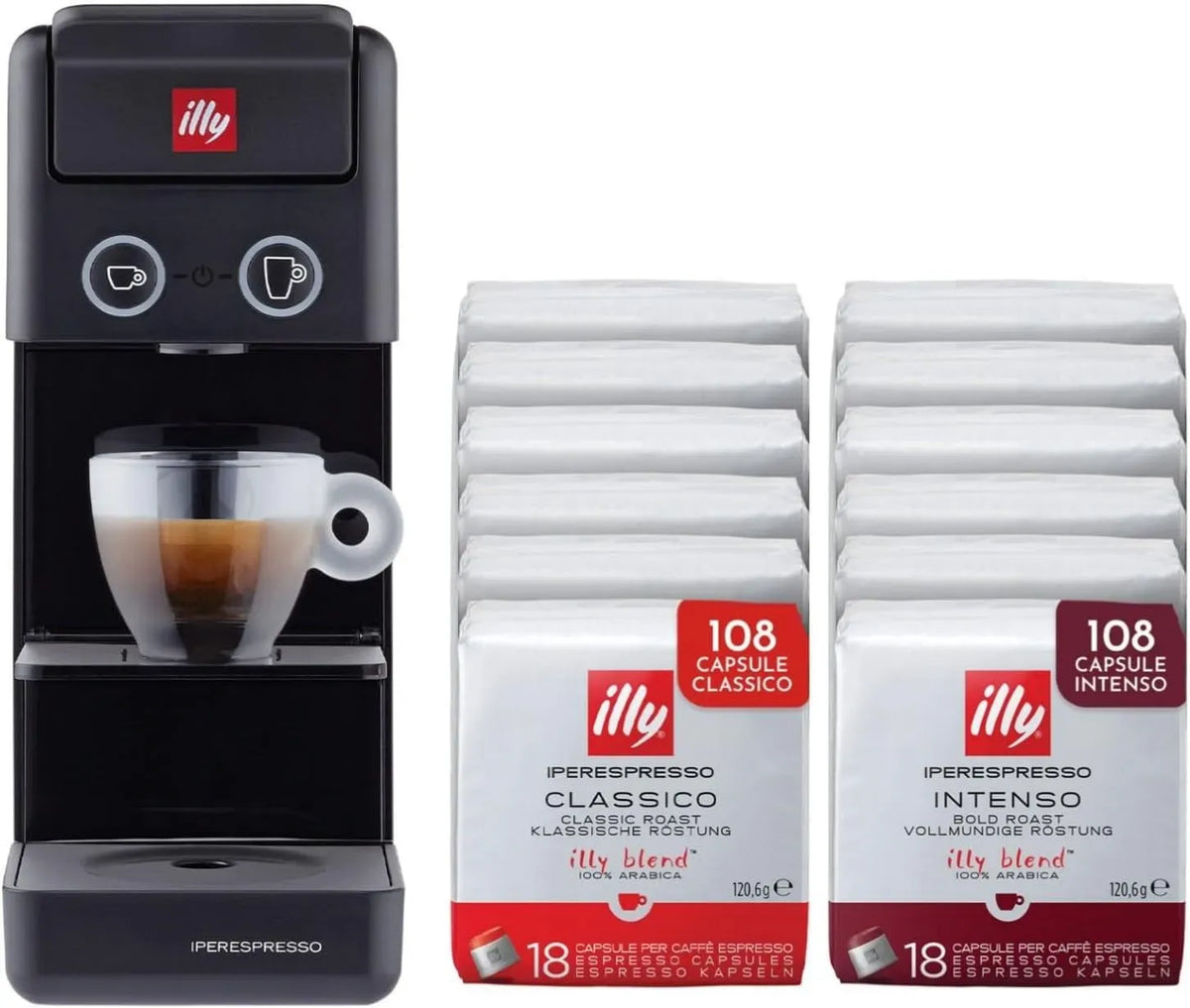 Y3.3 Macchina per Caff, macchina da caffè elettrica, nero, per Caffè Iperespresso Y3.3 con 216 Capsule
