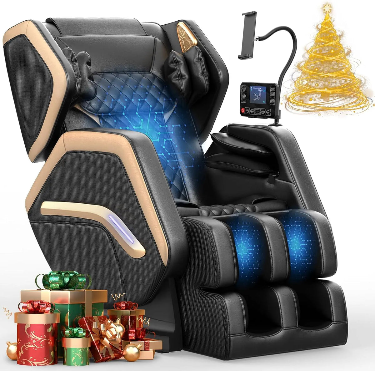 Poltrona relax con massaggio, touch, Bluetooth, Poltrona reclinabile con massaggio completo a 14 rulli, 8 airbag massaggianti, telecomando touch