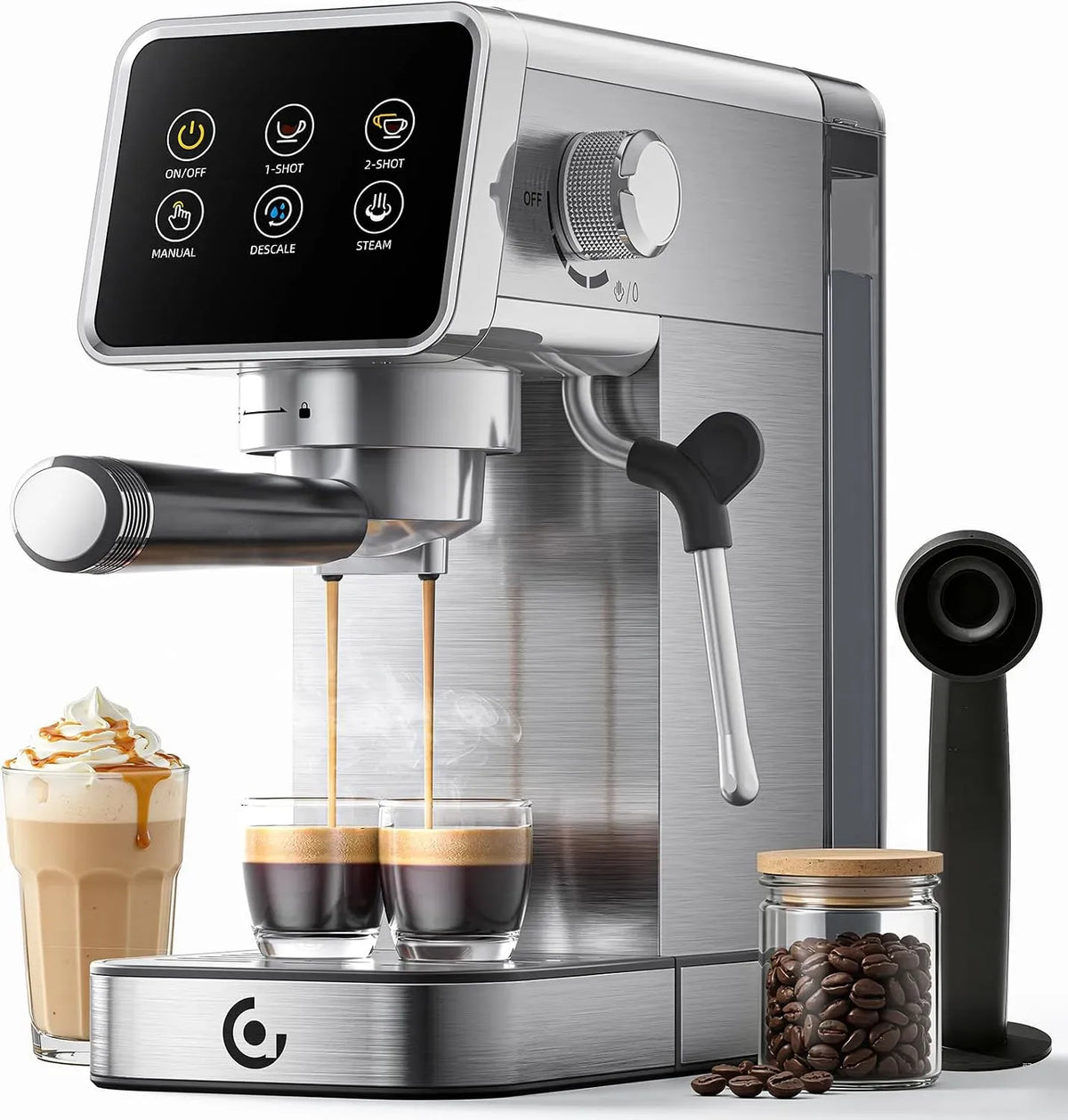 Montalatte, 1,2 L, cappuccinatore, AMZCHEF, touch, ampio serbatoio, vapore, acciaio inox, Cappuccino e Latte Macchiato