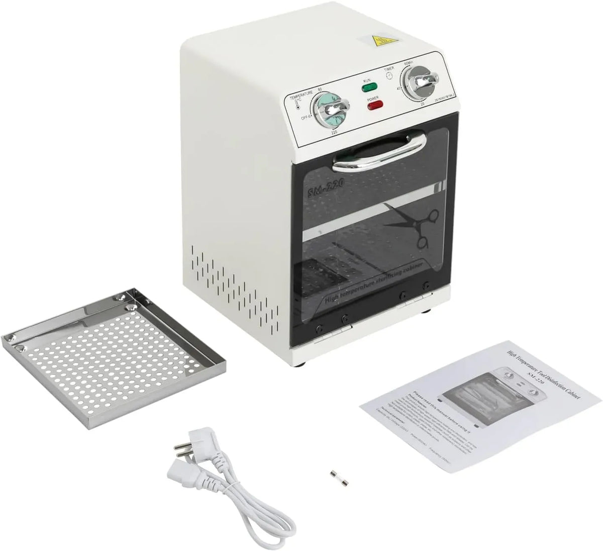 Sterilizzatore, sterilizzatore elettrico, 600 W, 2 zone di temperatura, bianco, per la disinfezione di strumenti per manicure