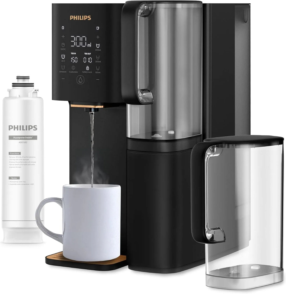 Philips 6in1 Erogatore, 2000 L, pannello IPS, Water Erogatore d'acqua a Osmosi Inversa 7000: acqua calda purificata in secondi