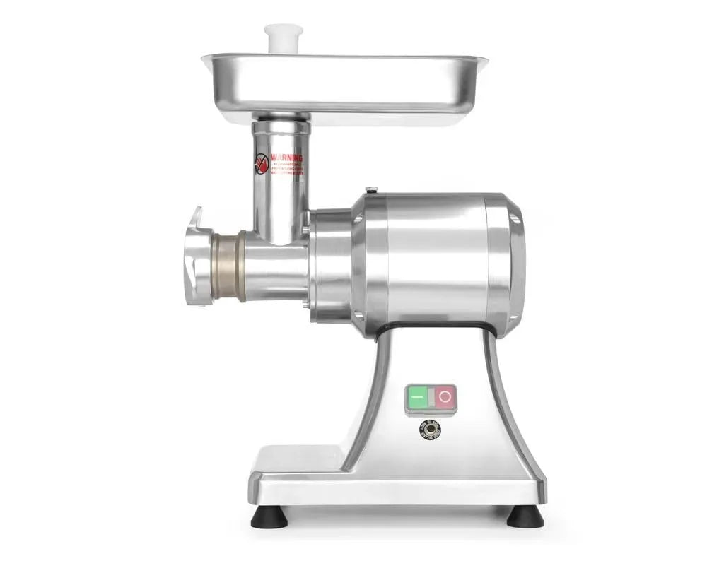 230V/550W alluminio, acciaio inox, Tritacarne professionale Kitchen Line 12, 100 kg/h, con tubo di riempimento per salsicce e 2 dischi forati, 484mm