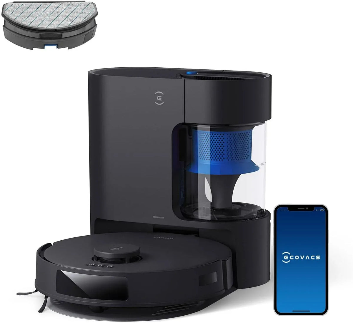 Robot aspirapolvere, ECOVACS N20, 300 Minuti, Robot Lavapavimenti e Aspirapolvere DEEBOT PRO Plus