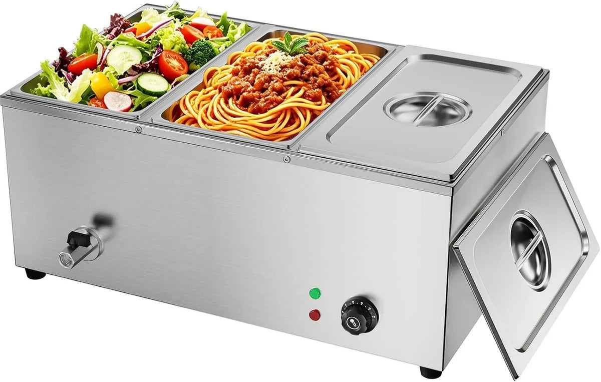 controllo della temperatura, Bagno Marie elettrico in acciaio inox 220 V scaldavivande professionali commerciali dotato di 3 contenitori per pentole