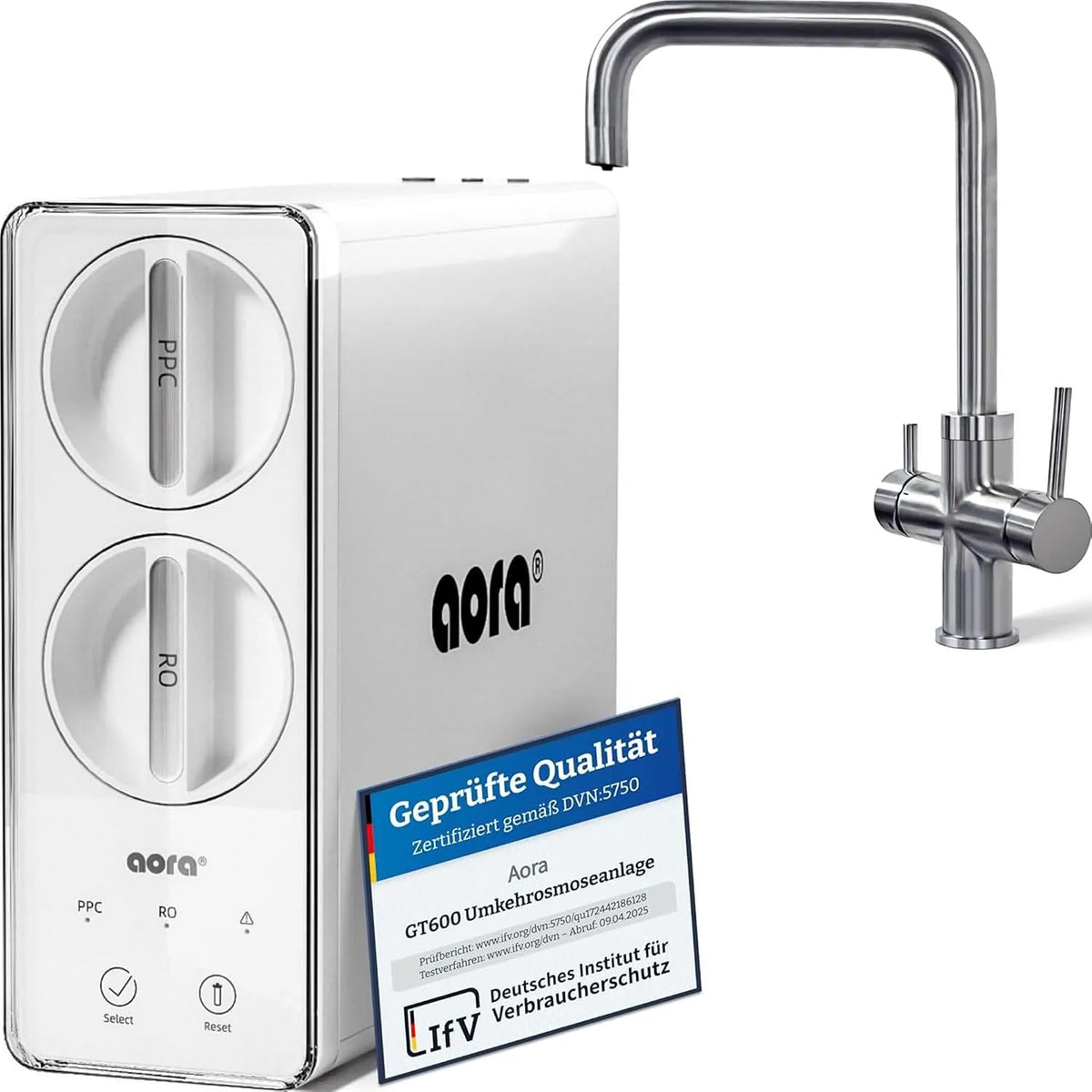 Rubinetto da cucina GT600, acciaio inox, miscelatore e rubinetto lavello