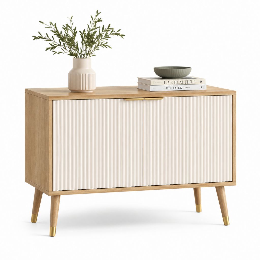 Credenza da pranzo 2 ante rovere e bianco 120 x 40 x 80 cm