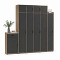Set di 3 credenze nere e rovere in pannello truciolare 340 x 40 x 200 cm