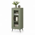Credenza alta verde salvia in MDF con anta cassetto e ripiani 60 x 35 x 140 cm