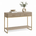 Consolle da ingresso con 2 cassetti rovere chiaro e acciaio dorato 120 x 40 x 80 cm