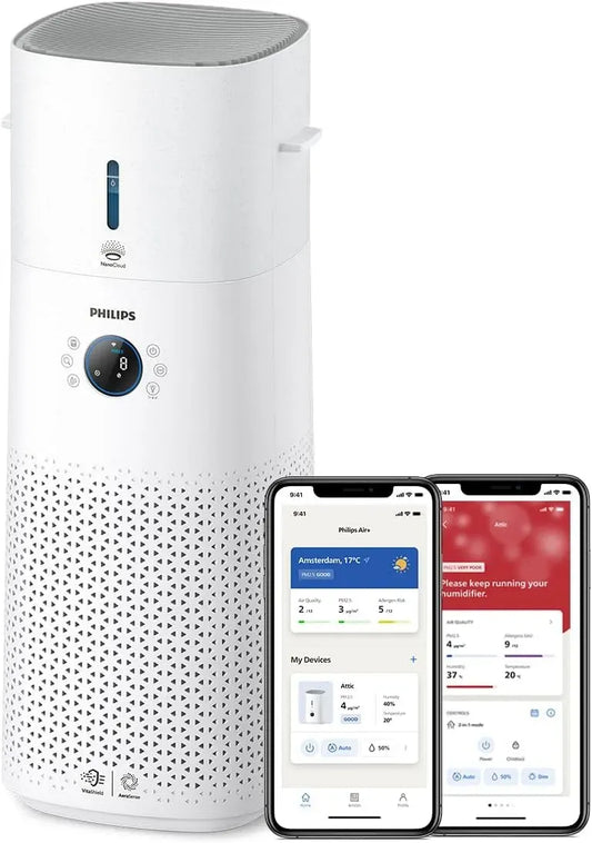 Philips 2in1 Umidificatore, 505 ml/h, 131 m, pannello IPS