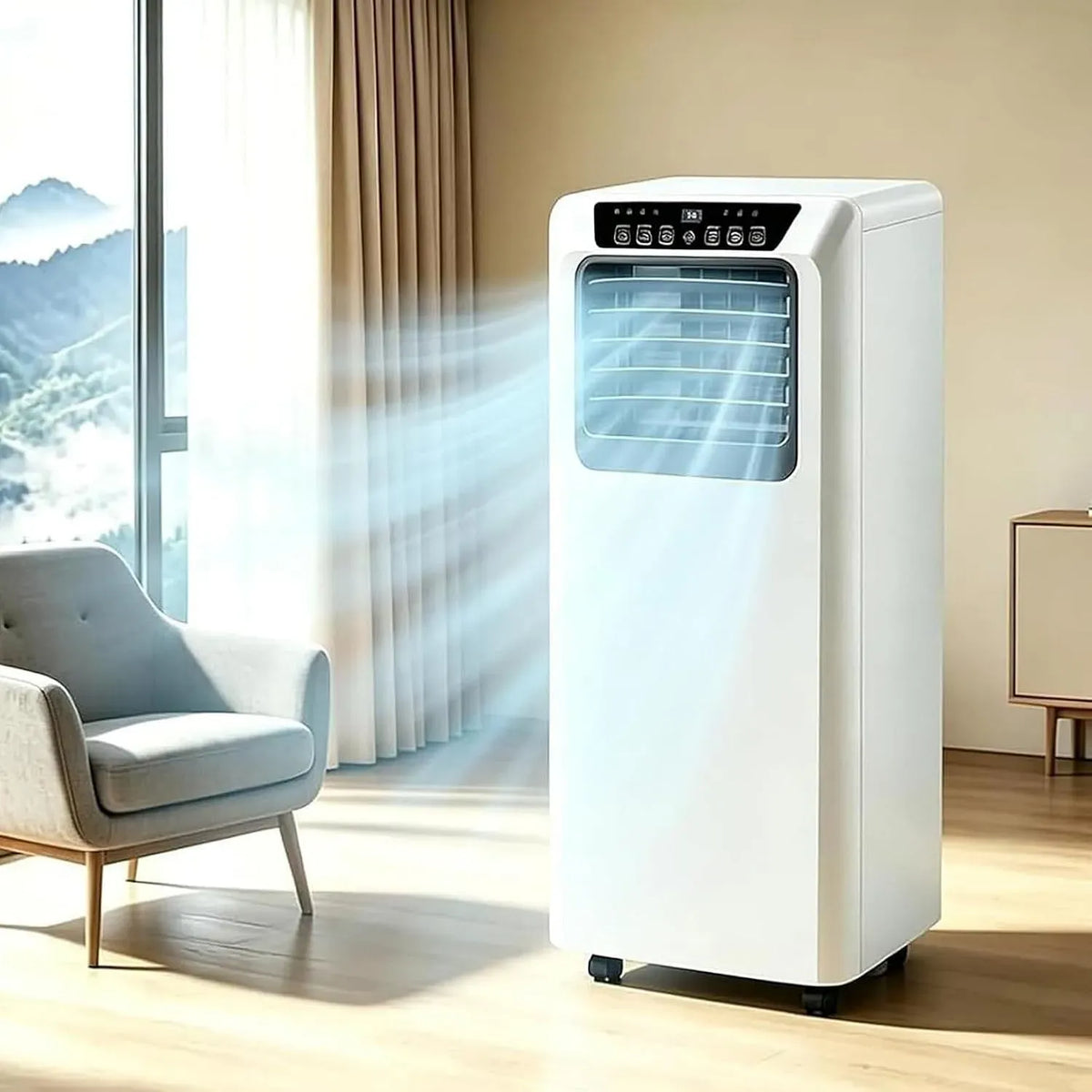 Condizionatore 3-in-1 9000btu, classe energetica E, portatile