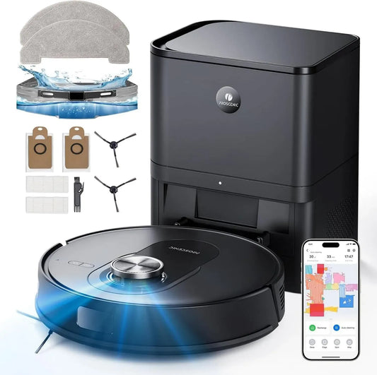 Robot aspirapolvere, Wi-Fi, app, Google Assistant, Alexa e Siri, 60 Dias Svuotamento Automatico, 200 min