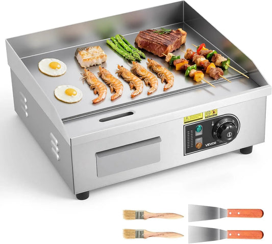 VEVOR Barbecue, Piastra, 450x300 mm, 50 a 300 °C, 8 mm, professionale, per Cottura Commerciale Superficie di Cottura da 450x300
