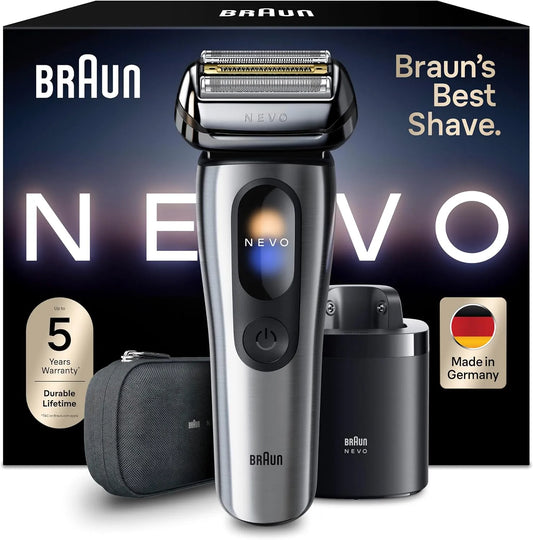 Braun NEVO11005C Rasoio, argento, Barba, Custodia Da Viaggio
