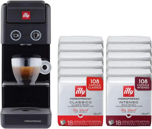 Y3.3 Macchina per Caff, macchina da caffè elettrica, nero, per Caffè Iperespresso Y3.3 con 216 Capsule