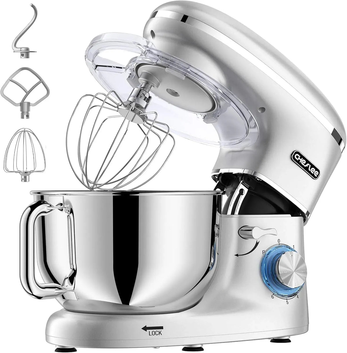 Robot da cucina, 6.2 L, 2000 W, CHeflee, professionale, acciaio inox, 6 Velocità Impastatrice Professionale