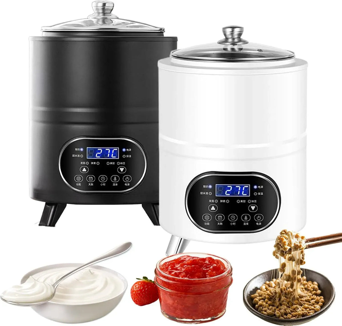 Black-12L per Yogurt Fatto in casa, per yogurtiera Automatica per Yogurt Biologico Fatto in casa, Yogurtiera Greca elettrica da 12 l per Dessert da