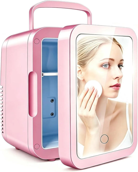Frigorifero, Beauty Fridge con Specchio LED, apparecchio refrigerante, Mini Frigorifero Cosmetico da Toeletta