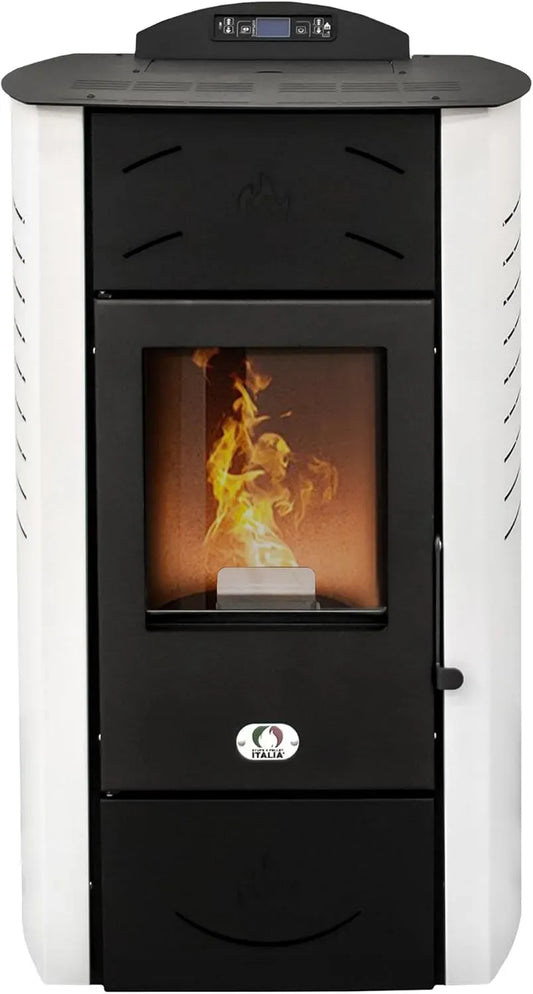 20H A PELLET ITALIA Siberia Idro 15 KW, Stufa a Pellet Idro Calore per Ambienti e Acqua Calda Efficienza 90% Scalda 90m² Autonomia Programmabile 5