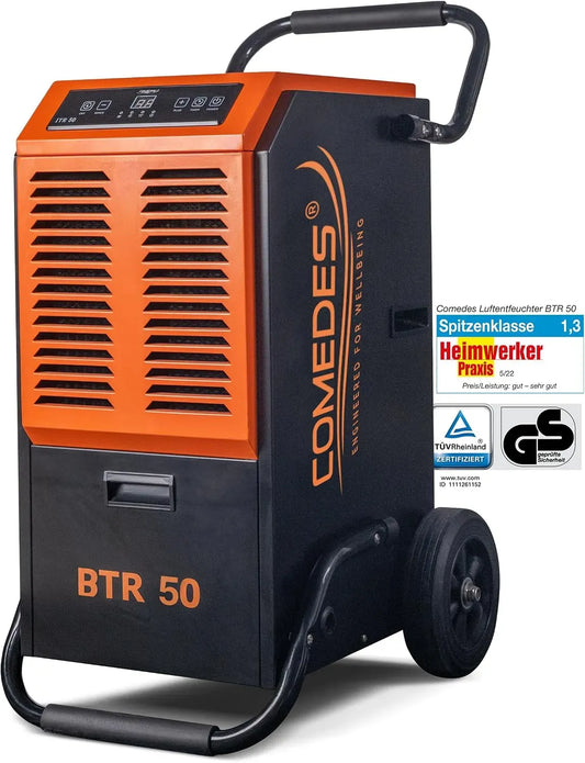 Deumidificatore BTR 50 litri/24, adatto per ambienti e cantine fino a 100 m²/230 m³, 51 h