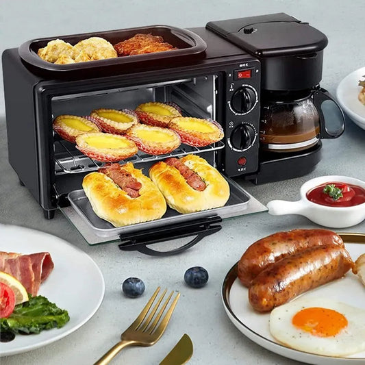 Forno elettrico, 45,2 x 24,6 x 21,5 cm, 9 L, Piastra per Barbecue e Macchina per Il caffè da 0,6 l