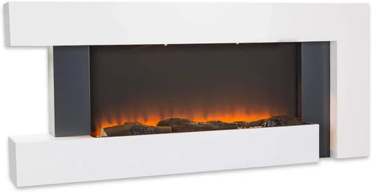Klarstein Elettrico da Parete, Camino Elettrico Basso Consumo, Caminetto 2000W, Camino da Terra per Soggiorno, Finto Decorativo LED, Timer
