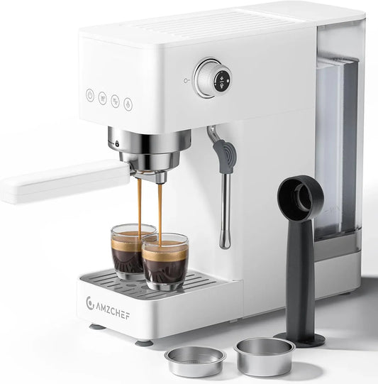 Montalatte, 1,5 L, 1350 W, cappuccinatore, AMZCHEF, ampio serbatoio, vapore, professionale, rimovibile, acciaio inox, display a LED