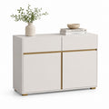 Credenza 2 ante 2 cassetti bianco avorio in MDF melaminico con dettagli oro 120 x 40 x 90 cm