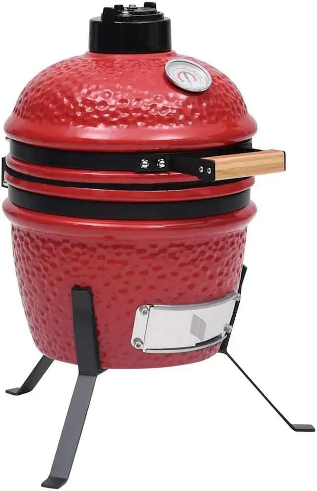 Barbecue, rosso, 56 cm, Ceramica, vidaXL Barbecue Affumicatore 2 in 1 Kamado in Ceramica 56 cm Rosso