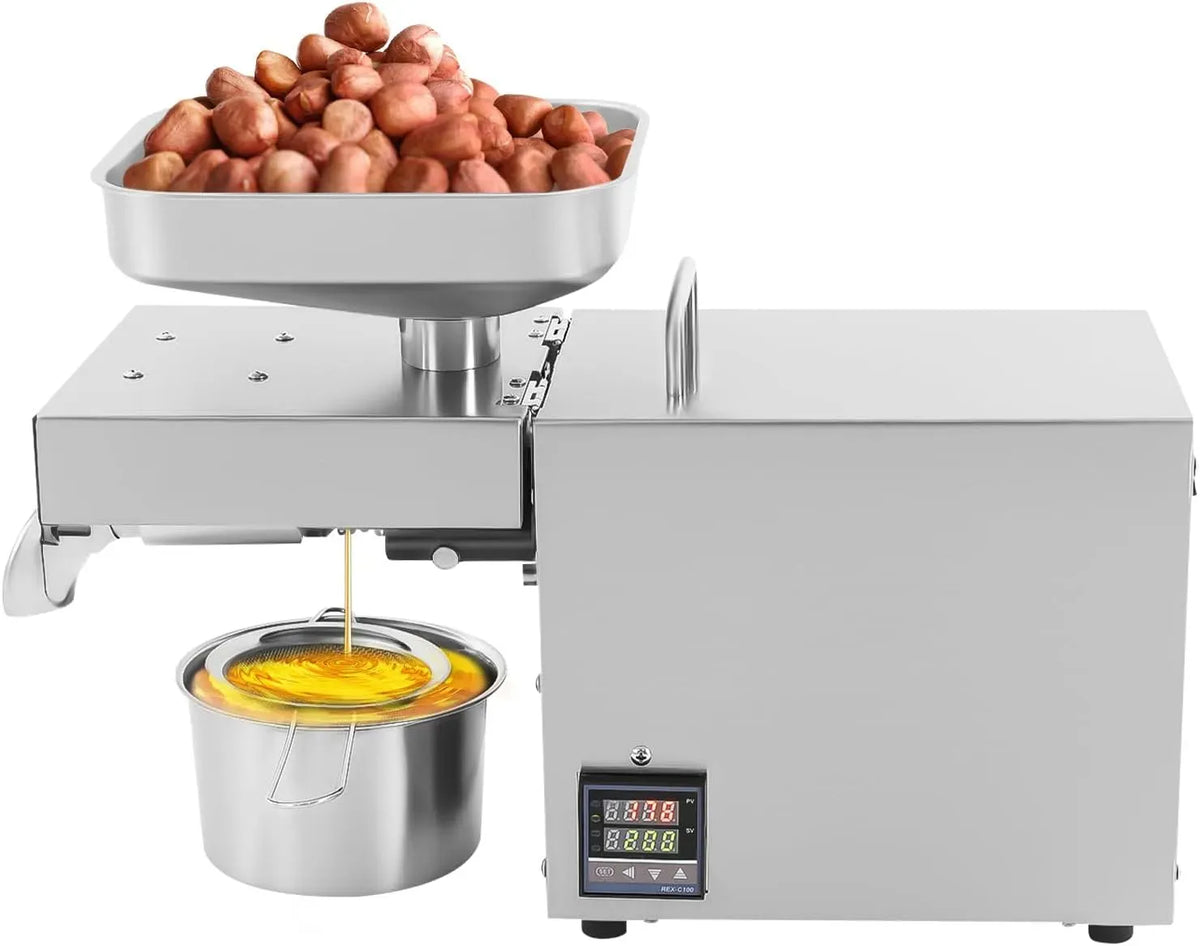 Pressa, filtro, mulino, macinatore elettrico, 610 W, 40 a 240 °C, 220 V, 2 zone di temperatura, acciaio inox, per noccioli di arachidi