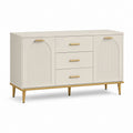 Credenza da sala da pranzo 2 ante 3 cassetti crema in MDF rettangolare 120 x 40 x 80 cm