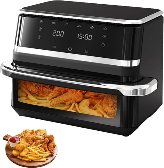 Forno elettrico, 12 L, 2000 W, timer, 2 zone di temperatura, Friggitrice Ad Aria 2000 W, Timer e Finestra Visiva, Temperatura Elevata 200 °C