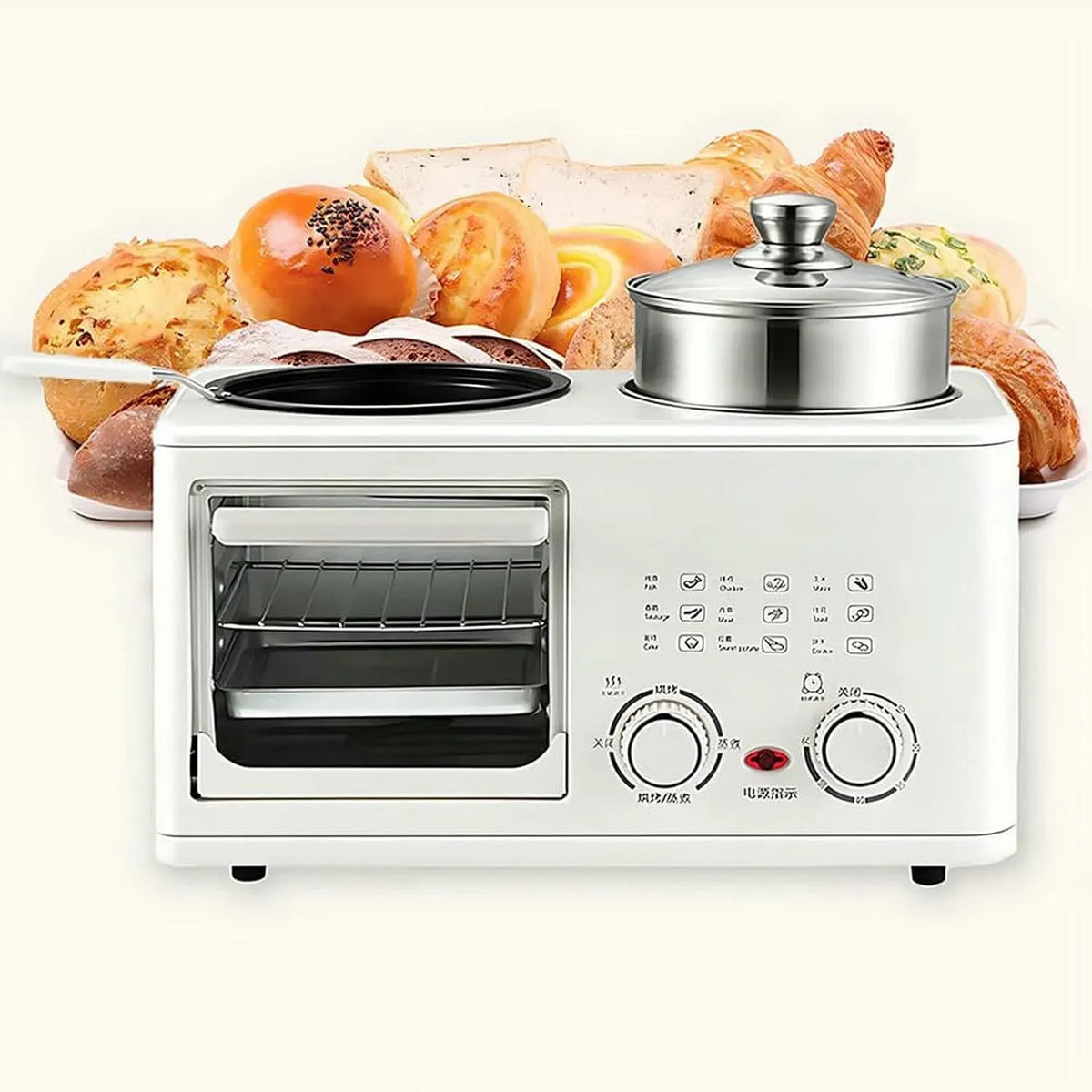 Forno elettrico, timer, Include Vaporiera E Timer, Macchina Per La Colazione 4 In 1