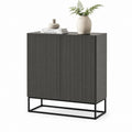 Credenza da sala da pranzo grigio antracite in MDF scanalato con struttura in acciaio 100 x 40 x 120 cm