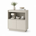 Credenza da sala da pranzo beige chiaro in pannello truciolare rettangolare con 2 ante e vano a giorno 100 x 40 x 100 cm