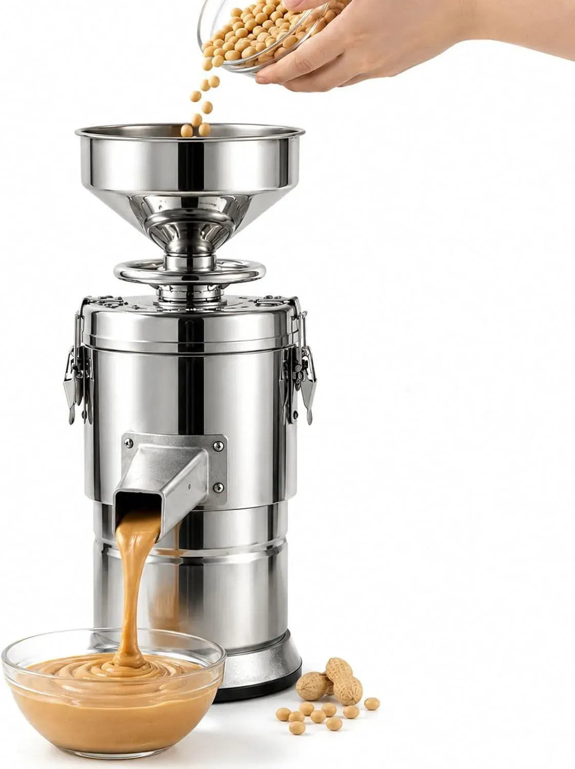 Mulino per cereali, 1100 W, macinacereali, professionale, acciaio inox, Macinino per Frutta Secca in Acciaio Inox da 1100 W