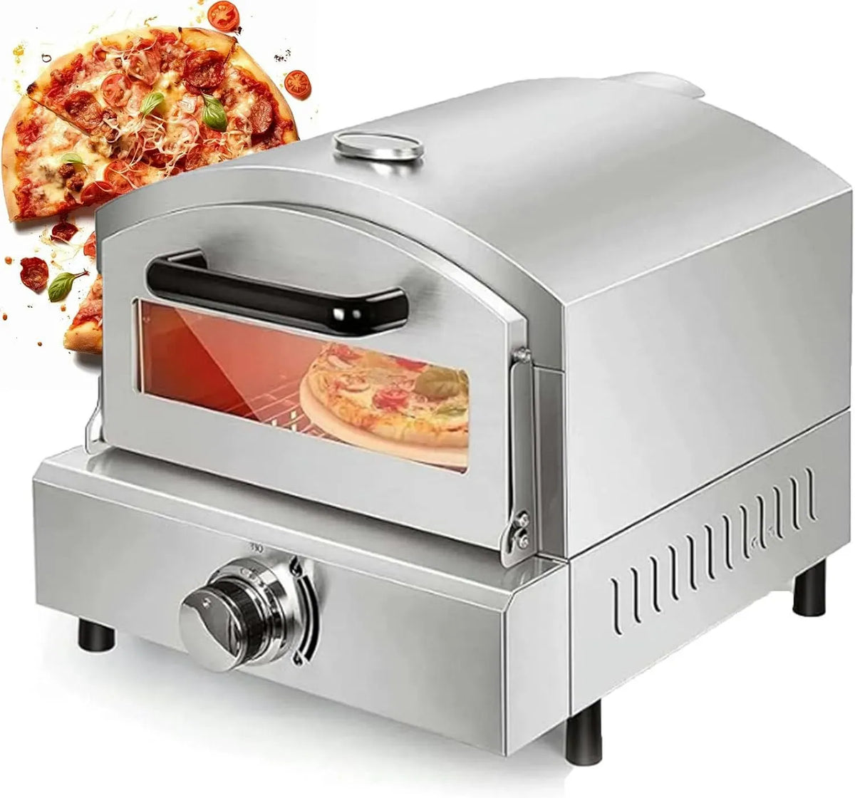 Forno elettrico per pizza A 1000, portatile, pietra refrattaria, acciaio inox