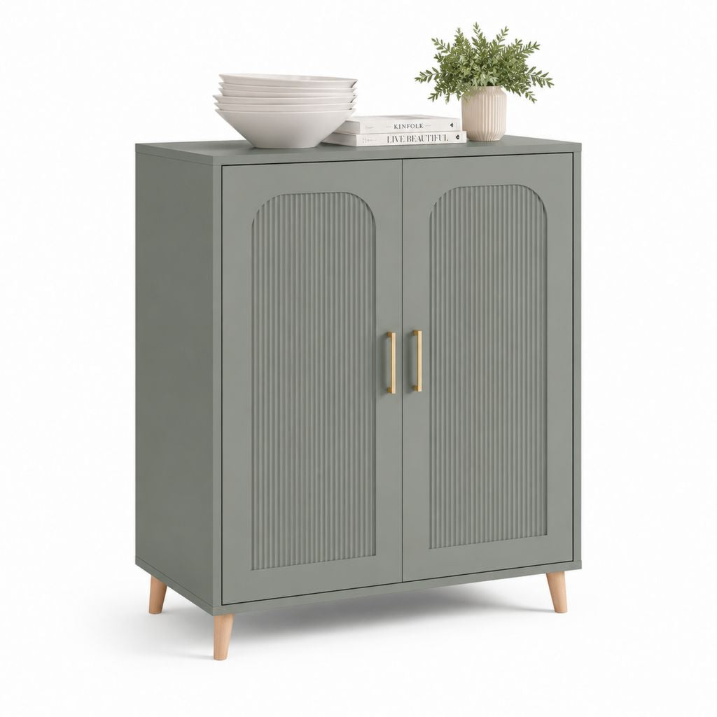 Credenza da sala da pranzo verde salvia in MDF rettangolare 80 x 40 x 90 cm