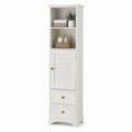 Colonna bagno bianca in MDF con anta a persiana 2 cassetti e ripiani 40 x 30 x 170 cm