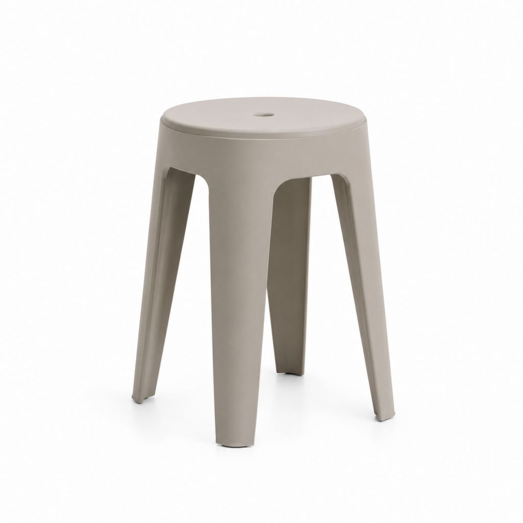 Sgabello da pranzo grigio tortora in polipropilene rotondo 45 x 45 x 46 cm
