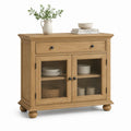 Credenza da sala da pranzo con vetrina rovere naturale in MDF impiallacciato 100 x 45 x 95 cm