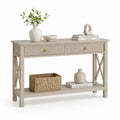 Consolle da ingresso con 2 cassetti e ripiano in MDF rovere chiaro 120 x 35 x 80 cm