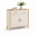 Credenza da sala da pranzo beige e rovere in MDF 100 x 40 x 95 cm con 2 cassetti e 2 ante