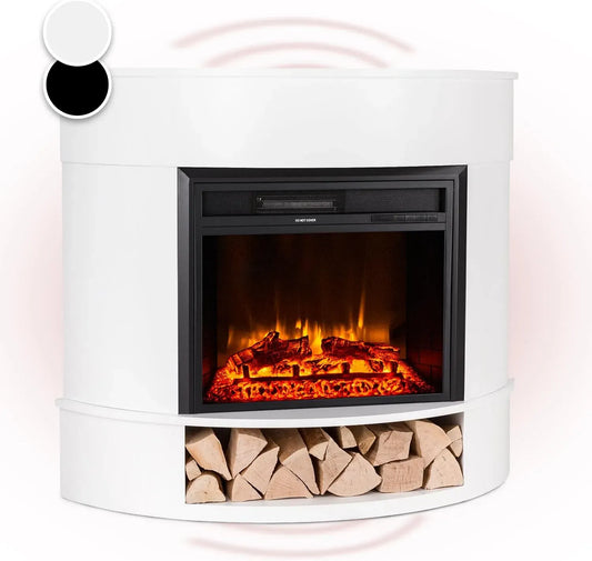 Klarstein Elettrico da Parete, Camino Elettrico Basso Consumo, Caminetto 1800W, Camino da Terra con Mensola, Finto Decorativo con LED, Timer
