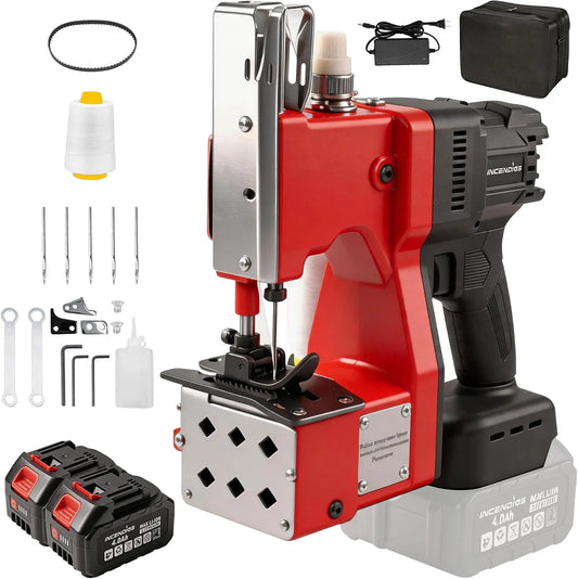 4.0Ah Macchina da Cucire, Batterie, Motore, macchina per cucito elettrica, 280 W, 10 mm, portatile, professionale, senza fili, per Sacchi