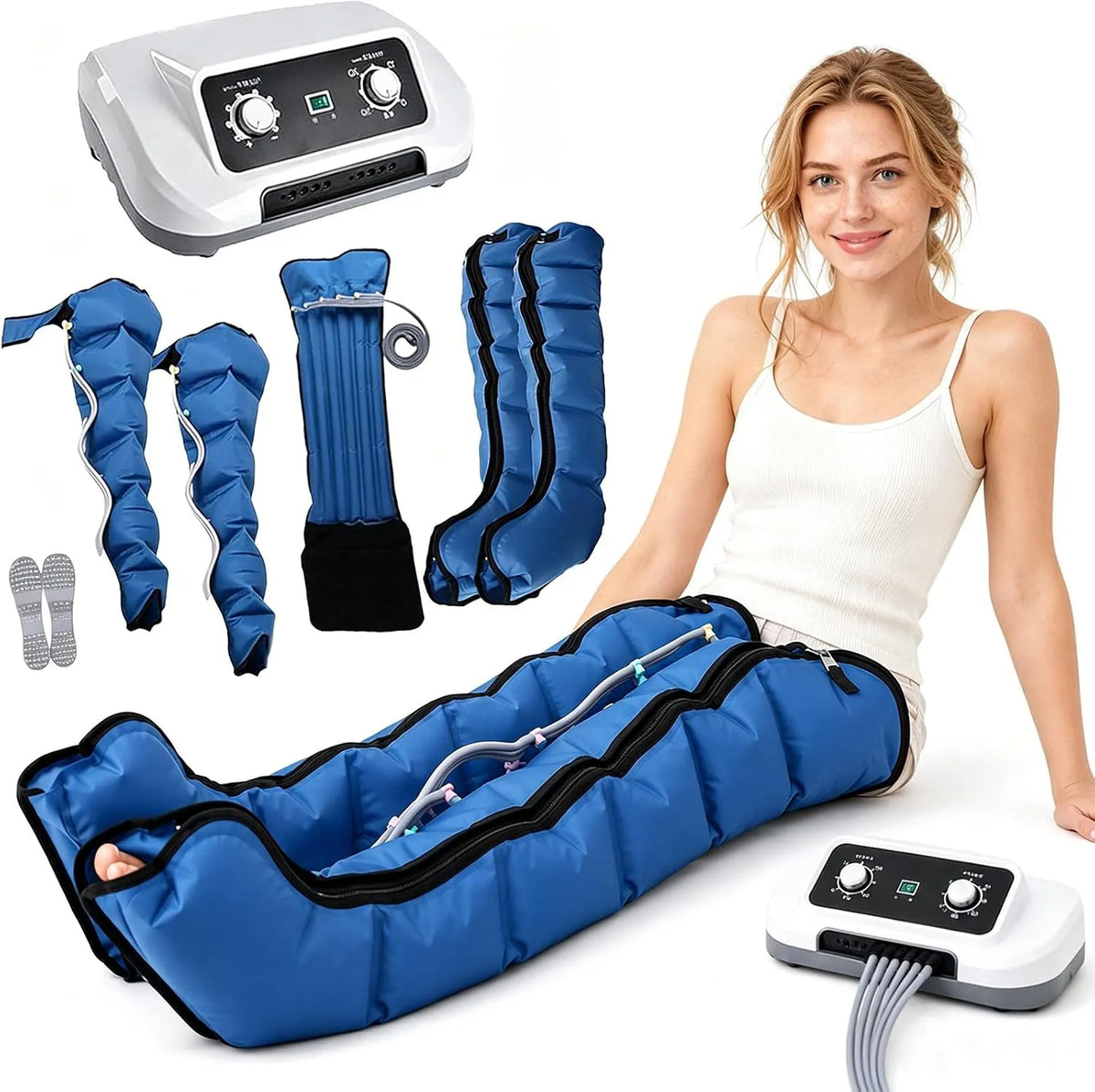 Pressoterapia, dispositivo pressoterapia per gambe, blu, per Casa 6 Camere
