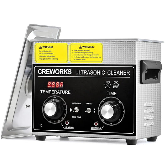 Riscaldatore, Pulitore, vasca per pulizia a ultrasuoni, 3 L, 120 W, timer, acciaio inox, funzione riscaldante, CREWORKS